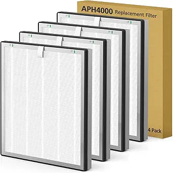 APH4000 Replacement Filter Compatible with KNKA APH4000 Air Purifi-er, 3-IN-1 H13 True HEPA Filter and Activated Carbon Filter for Dust Pollen Pet Dander Odor Smoke, 4 Pack