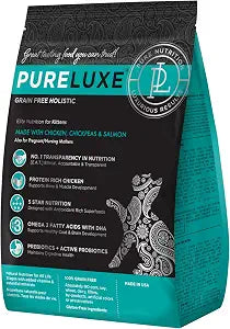 PURELUXE Grain and Gluten Free Cat Food, Kitten Elite Nutrition, Chicken, Chickpeas, and Salmon, for Kittens, Pregnant or Nursing Mothers, All Life Stages, Made in The USA, 11lbs