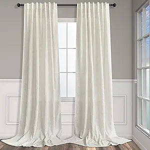 Pitalk 42 Inch Wide by 96 Inch Curtains for Dining Room Living Sliding Door Bathroom 2 Panel Sets Back Tab Rod Pocket Top Light Filter Linen Drapes for Bedroom Bay Window Picture 8 Feet Long 42 x 96