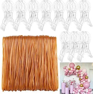 10 Pack Clear Balloon Arch Clips with 200 Pcs Rubber Bands for Party Decor