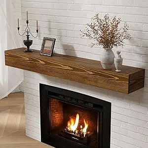 Fireplace Mantel - Wall-Mounted Mantles for Over Fireplace - Farmhouse Fireplace Mantle Shelves - Handcrafted Wood Fireplace Mantels - Floating Fireplace Mantel 48 X 8 X 5 - Brown
