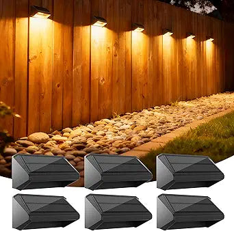 Solar Fence Lights Outdoor, 6 Pack Ultra-Bright 100 Lumens Fence Lights Solar Powered, IP65 Waterproof, 9 Color Modes, 12+ Hours Lighting Decor for Backyard/Patio/Deck/Wall/Pool