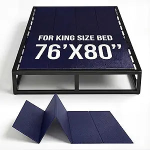 10mm Bunkie Board (76x80King Size) Lightweight Design | Low Profile Bed Support, Breathable, Noise Minimizing, Moisture Resistant | Folding Box Support Board | Split Fully Assembled
