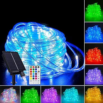 Vigdur 66FT Solar Rope Lights Outdoor - 200 LEDs 18 Color Changing Fairy Lights Outdoor Waterproof with Remote & Timer & 8 Lighting Modes, Solar String Lights for Xmas Garden Fence Tree Party