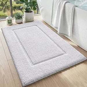 DEXI Bathroom Rugs 36x24, Washable Non Slip Bath Mat for Shower Floor, Absorbent Quick Dry Bathmat with Rubber Backing, Ultra Soft Plush Carpet for Tub, White