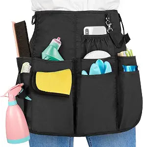 LoDrid Professional Cleaning Apron with 9 Pockets and Waist Belt, Black