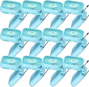 Hortsun 12 Pcs Mini Handheld Fan Bulk Portable Personal Neck Fan Small Foldable Hands Free with USB Rechargeable Gifts for Travel Summer Concerts Vacation Outdoor 3 Speed(Blue)