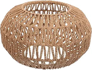 GANAZONO Woven Paper Rope Lamp Shade Simulation Rattan Pendant Light Shade Replacement Ceiling Covers for Pendant Floor Table Lamps Drawing Room Bedroom Kitchen Office Hotel Compatible with Bulb E27