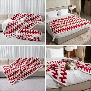 Waterproof Pet Blanket,Red Dog Blankets for Bed Covers Couch Sofa Stylish Jacquard Pets Throw Blankets for Puppy Cats Washable Reversible Furniture Protection Covers (Red Wave,L)