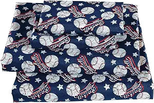 Mk Home Twin Sheet Set for Teens Baseball Dark Blue Red White New