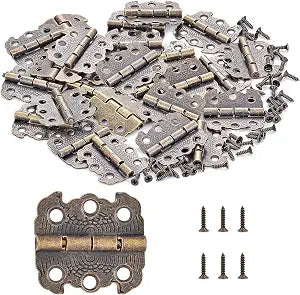 40Pcs Vintage Bronze Cabinet Hinges Metal Hardware for Wooden Storage Boxes
