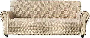 Ameritex Couch Sofa Slipcover 100% Waterproof Nonslip Quilted Furniture Protector Slipcover for Dogs, Children, Pets Sofa Slipcover Machine Washable (Beige, 78")