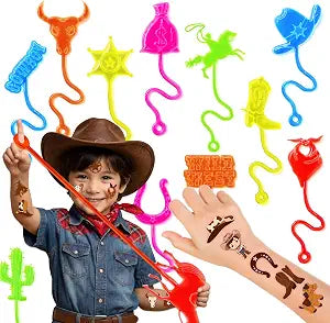 48 PCS Cowboy Party Favors - 24 Temporary Tattoos & 24 Stick Hands