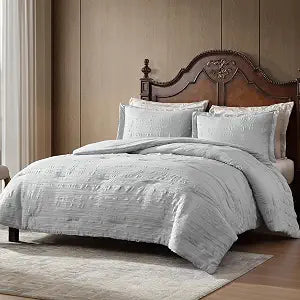 ClevaHome King Comforter Set Misty Grey, 3 Pieces Comforter Set, All Season Lightweight Soft Embossed Bedding (102" x 90" Comforter & 2 Pillow Shams)
