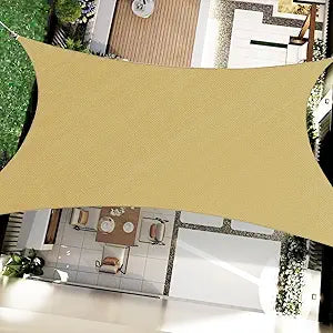 16' x 20' Rectangular Sun Sail Shades Canopy UV Block Outdoor Shades for Patio Garden Backyard Pergola Shade Cover Sand