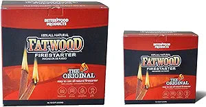 BetterWood Products 5 Pound and 10 Pound Fatwood Natural Pine Fire Starter Pack Non-Toxic Water Repellent Set for Campire, BBQ, or Pellet Stove
