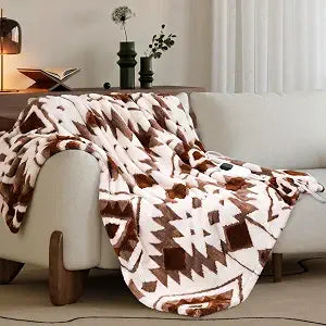 IUUI Bohemian Heated Throw Blanket,Luxury-Ultra Soft 50x60 inch Electric Decorative Blanket,Fast Heating with 1/2/4/6/8/10 Hours,Overheat Protection, Quick Heating, Memory Function, Gift-Ready Design