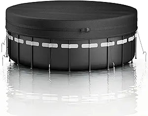 Round Pool Cover, 420D Oxford Fabric Waterproof Snow-Proof Dust-Proof Leaf-Proof UV-Resistant, Durable Outdoor Above-Ground Pool Cover with Drawstring Installation (18FT)