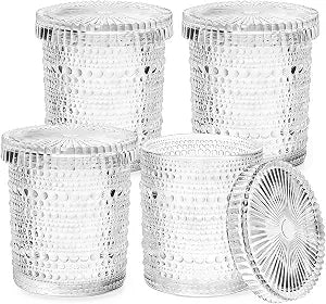 Flrolove Bathroom Organizers and Storage, 4 pcs Glass Qtip Holder