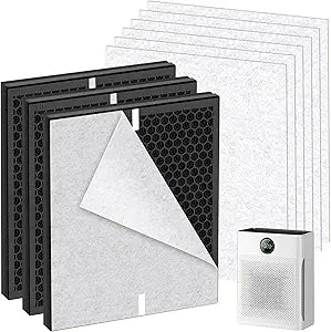 3 Pack PR1 Replacement Filter for Mooka Air Purifier for Home Large Room up to 2200 sq. ft., 3-in-1 H13 True HEPA Activated Carbon, with 6 Pcs Washable Filter for Pets.