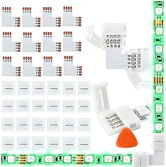 4-Pin L Shape Led Strip Connectors 10mm,12PCS