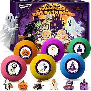 Halloween Bath Bombs for Kids with Toys Inside, 6 XXL Boo Basket Stuffers
