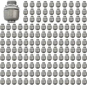 Conduit Connectors, 3/4 Inch Liquid Tight Connector NPT Non-Metallic for PVC Electrical Flexible Conduit Fittings, 180 Degree Straight, UL Listed for Home Outdoor Tubes Tools, Grey (150-Pack)
