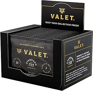Valet 72% Two-Way Humidity Packs 12-Pack (60g), Bulk Two-Way Humidity Control Packs, Moisture Absorber for Wood & Airtight Storage, Made in USA