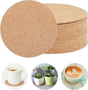 32 Pcs Self-Adhesive Cork Round, 3" x 3" Cork Coasters, Corks Backing for Coaster Mini CorkBoard for DIY Coaster, Wall, Mat, Tiles, Ceramic Coasterss, (Wood Color, Circles)