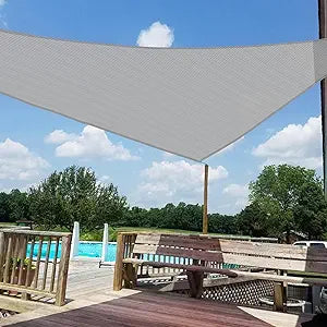 Windscreen4less 24' x 24' x 24' Sun Shade Sail Triangle Outdoor Canopy Cover UV Block for Backyard Porch Pergola Deck Garden Patio (Light Gray)
