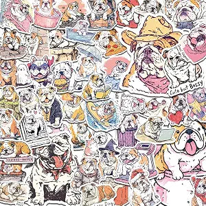 100 PCS Bulldog Stickers Pack  Waterproof Vinyl Decals for Water Bottles, Laptops, Phones, Notebook, Cars  Cool Vibrant Graphics for Bulldog Enthusiast