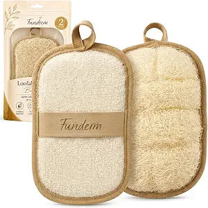 Natural Loofah Sponge, Exfoliating Body Scrubber, Shower Loofah, 2 Count
