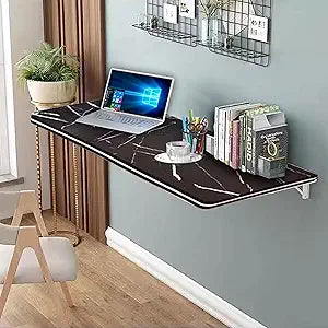 Fold Down Floating Wall Desk Wall Mounted Folding Table ,Functional Hanging Desk for Laundry Room Home Office Computer Workstation,Study Work Bench, Kitchen Dining (Black 31.5"15.7")