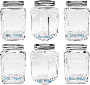 ICE N COLD 3-Liter Glass Storage Jar  0.79 Gallon, 101 Oz, with Brushed Aluminum Lid (6)