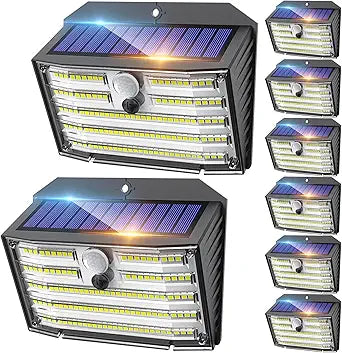 CLAONER Solar Lights Outdoor [ /126 LED], Wireless Motion Sensor Lights, IP65 Waterproof Security Lights 3 Modes, 270 Lighting Angle, Ultra-Bright Wall Lights for Deck Patio Fence Garage