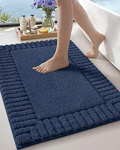 Color&Geometry Large Bath Rugs Non Slip Washable, 24"x36" Absorbent Navy Blue Bathroom Rugs, Soft Bath Mats for Bathroom Floor, Shower, Bathtub, Laundry