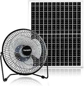 Fanspex 8" Solar Fan for Outdoor Chicken Coop, Small Greenhouse, Dog House Cooing or Air Circulation, 25W solar panel Powered Fans with Adjust Tilt