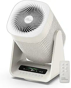 COWAY Air Purifier for Home Bedroom, 2-in-1 with Fan, Particulate Filter for Smoke, Allergies, Dander, Odor, Air Quality Monitor, Auto Mode, Remote Control, Timer, 3-Year Warranty, Aim, Marshmallow