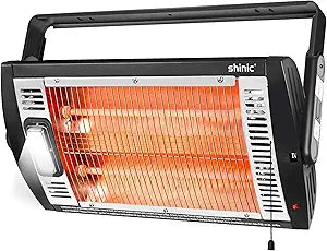 shinic Electric Garage Heaters for Indoor Use, 1500W/750W Ceiling Mounted Radiant Quartz Heater with Work Light, 90┬░ Rotation, 5 Mode Settings, Electric Heater for Garage, Shop, Patio