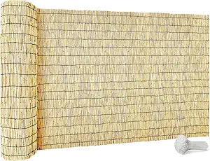 Bamboo Reed Fencing, Natural Reed Fence Rolls 3x10FT Feet High, Decorative Bamboo Privacy Curtains for Patio Garden Balcony Backyard Outdoor (Natural Color)