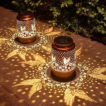 DIBIEECN 2 Pack Solar Lanterns Outdoor Waterproof, Hummingbird Gardening Birthday Gifts for Women Mom Grandma, Metal Hanging Decorative Solar Lights Outside Garden Decor for Yard, Patio, Backyard