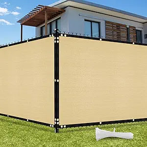 UIRWAY Privacy Screen Fence 6ft x 50ft Sand, Heavy Duty 170GSM 90% Blockage Chain Link Fence Privacy Screen, UV Resistant Outdoor Windscreen Shade Net for Backyard Garden Patio Yard with Cable Ties