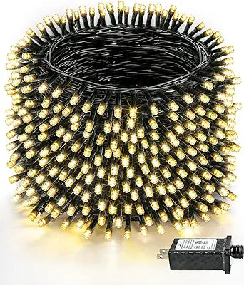 1000 LED Christmas Lights Outdoor Indoor, Super Long 330 FT Green Wire Plug In String Lights with Memory & Timer & 8 Modes, Waterproof Fairy Light for Tree Party Garden Patio Xmas Decor, Warm White