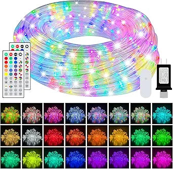 200ft LED Rope Lights for Outside, 25 Colors IP68 Waterproof, Dimmable Warm White RGB Outdoor String Lights, Red White Blue for Memorial Day Patriotic Decorations, Fairy Lights for Indoor Bedroom