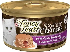 Purina Fancy Feast Savory Centers With Beef Wet Cat Food Pate with Gourmet Gravy Center - (Pack of 24) 3 oz. Cans