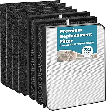 7 Pack 3000/3500 Replacement Filter Compatible with Air doc-tor 3000/3500 Air Purifier, 1 Premium Filter + 2 Activated Carbon Filters + 4 Pre-Filters