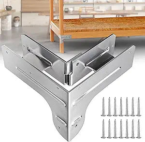Workbench and Shelving Hardware Kit - Galvanized Steel Workbench Bracket Kit - 8 PCS Workbench Corner Brackets with 100 Screws - 2x4 Workbench Kit for Custom Size Table - Fits 1.5"x3.5" Lumber