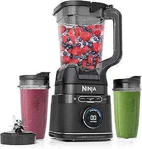 Ninja Full Size & Personal Blender I All-in-One | For-Smoothies, Food and More | BlendSense Tech I Includes 72 oz. Pitcher & (2) 24 oz. To-Go Cups with Lids | 1800 Peak Watt | Black | TB301