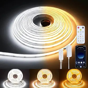 COB LED Strip Light 16.4ft, Dimmable 2300K-6500K Cuttable LED Tape Lights