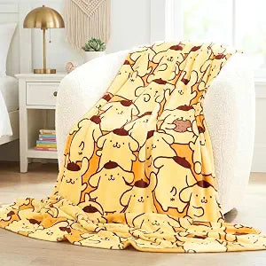 Sanrio Pompompurin Bedding Plush Blanket 90 in x 62 in  Soft Cozy Kawaii Throw for Couch, Bed & Travel, Collectible Gift (Officially Licensed Product) by Franco Collectibles
